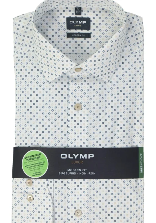 OLYMP modern fit overhemd, popeline, beige dessin