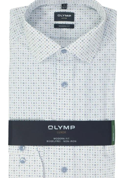 OLYMP modern fit overhemd, popeline, wit dessin