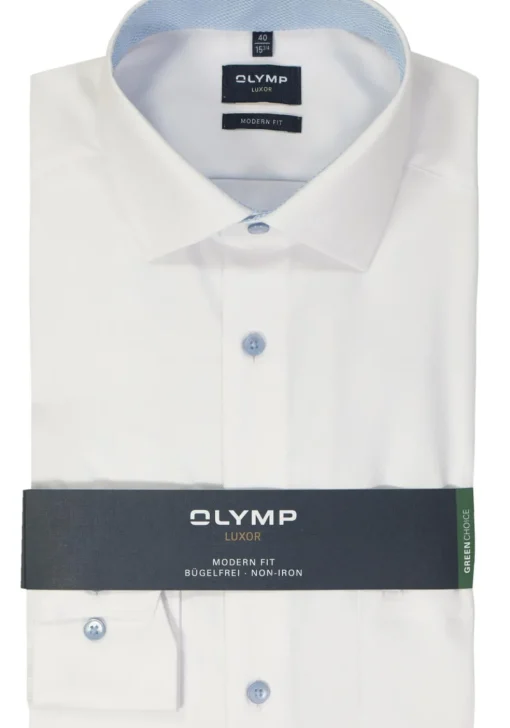 OLYMP modern fit overhemd, structuur, wit