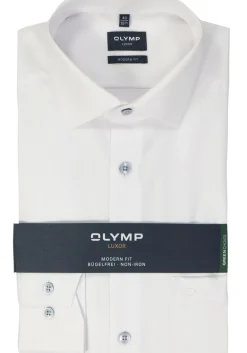 OLYMP modern fit overhemd, structuur, wit