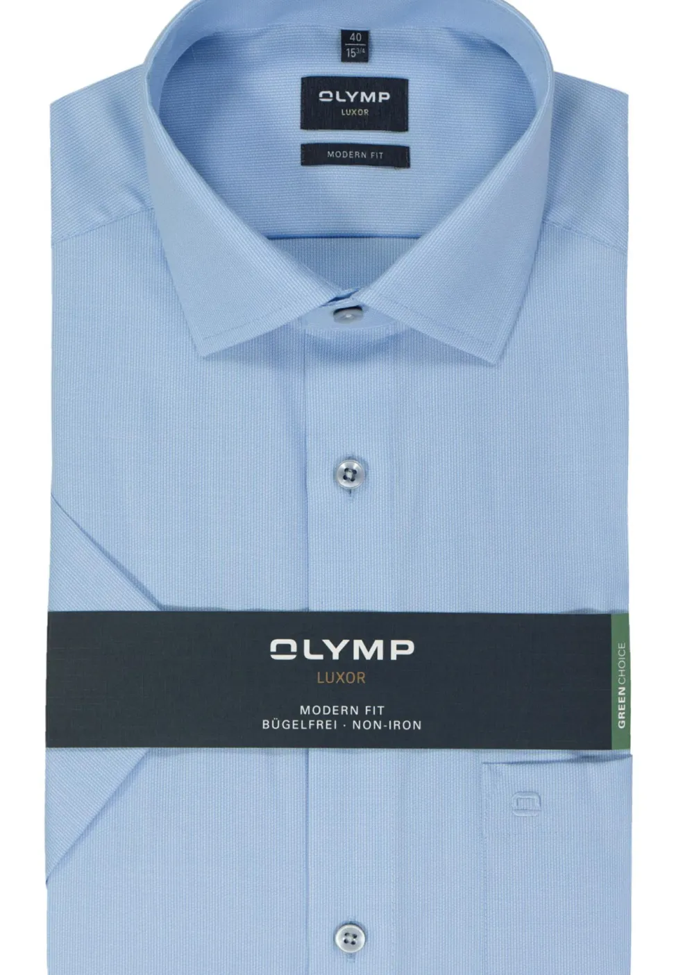 OLYMP modern fit overhemd, korte mouw, structuur, lichtblauw