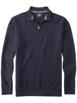 OLYMP modern fit schipperstrui katoen, structuur, korte rits, marine blauw