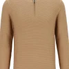OLYMP modern fit schipperstrui katoen, structuur, korte rits, caramel