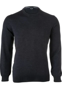 OLYMP modern fit trui wol, O-hals, antraciet