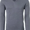 OLYMP modern fit trui wol, V-hals, grijs
