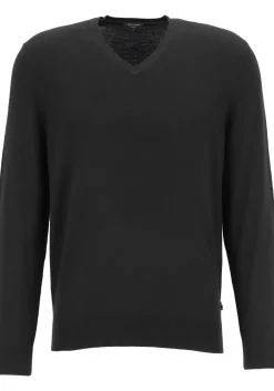 OLYMP modern fit trui wol, V-hals, zwart