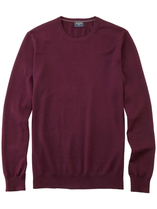 OLYMP modern fit trui wol, O-hals, lichtblauw