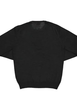 OLYMP modern fit trui wol, O-hals, antraciet
