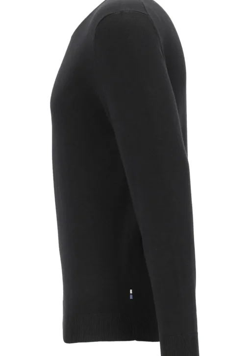 OLYMP modern fit trui wol, O-hals, zwart