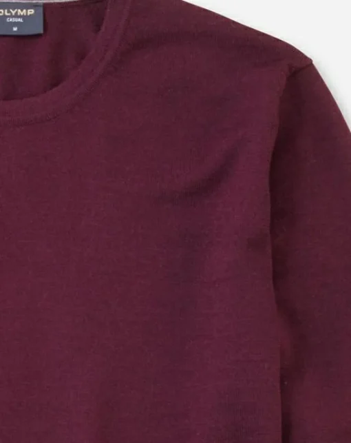 OLYMP modern fit trui wol, O-hals, lichtblauw
