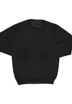 OLYMP modern fit trui wol, O-hals, antraciet