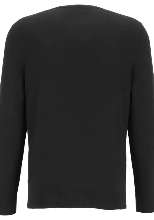 OLYMP modern fit trui wol, O-hals, zwart