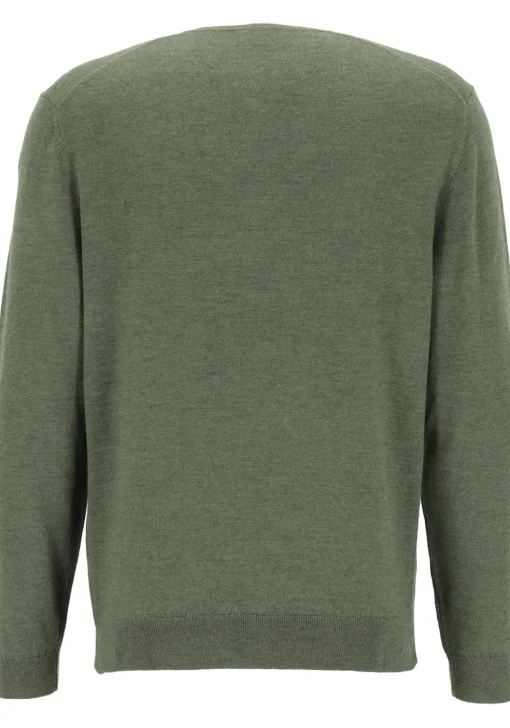 OLYMP modern fit trui wol, V-hals, olijfgroen
