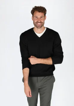 OLYMP modern fit trui wol, V-hals, zwart