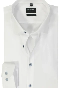 OLYMP No. 6 Six super slim fit overhemd, structuur, wit