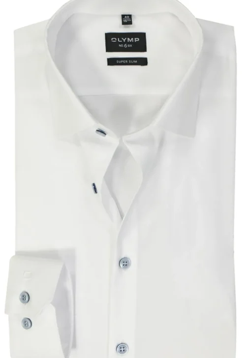 OLYMP No. 6 Six super slim fit overhemd, structuur, wit