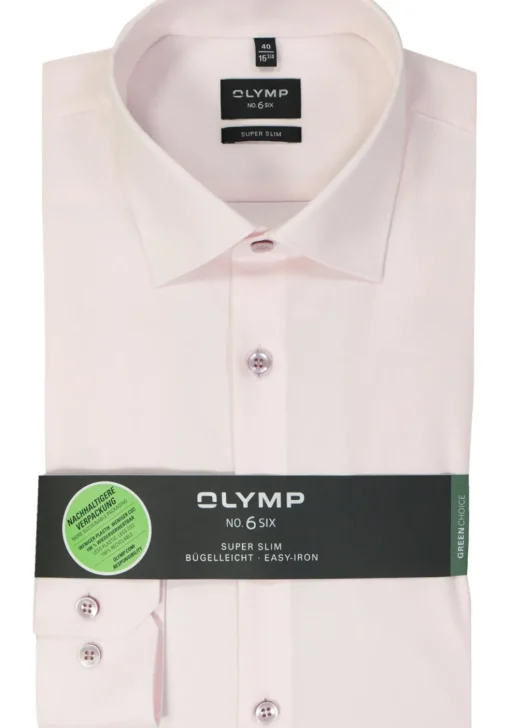 OLYMP No. 6 Six super slim fit overhemd, structuur, roze