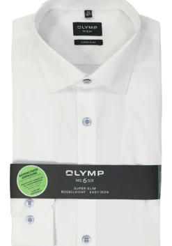 OLYMP No. 6 Six super slim fit overhemd, structuur, wit