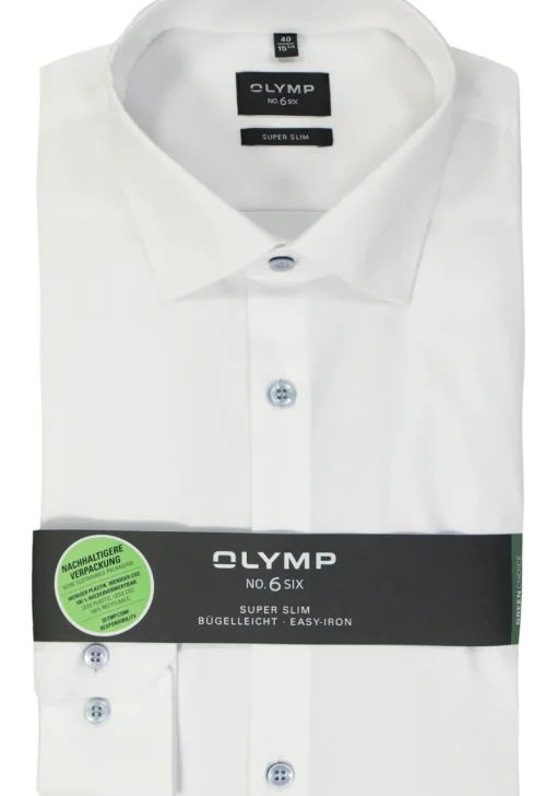 OLYMP No. 6 Six super slim fit overhemd, structuur, wit