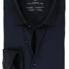 OLYMP No. Six 24/Seven super slim fit overhemd, tricot, marine blauw