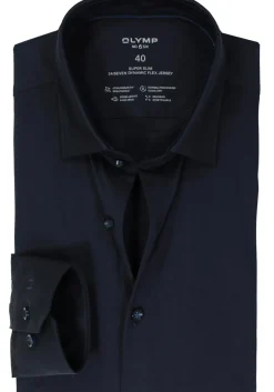 OLYMP No. Six 24/Seven super slim fit overhemd, tricot, marine blauw