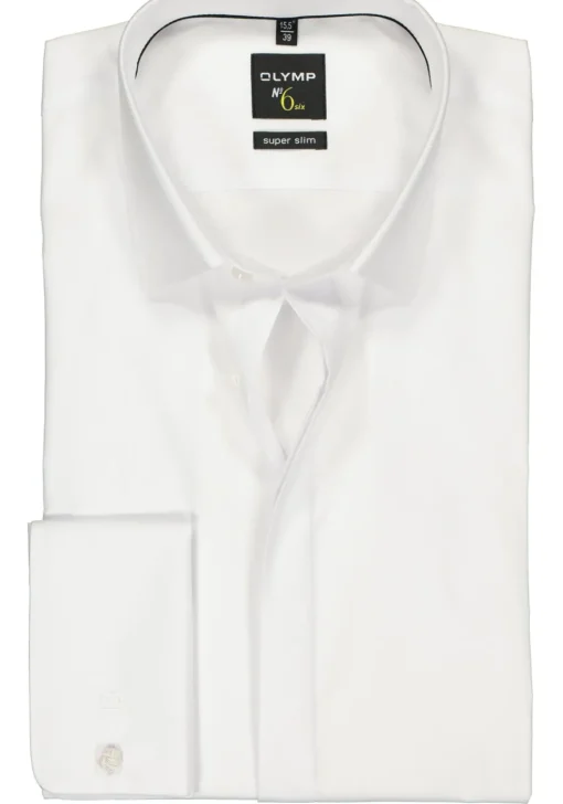 OLYMP No. Six super slim fit overhemd, dubbele manchet, wit