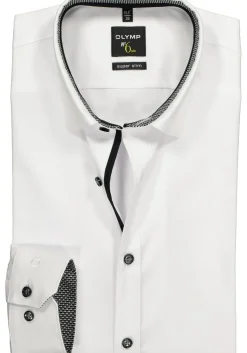 OLYMP No. Six super slim fit overhemd, wit (zwart contrast)