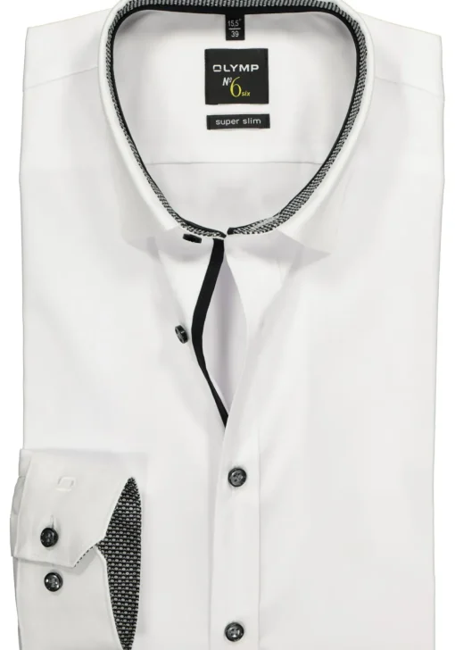 OLYMP No. Six super slim fit overhemd, wit (zwart contrast)