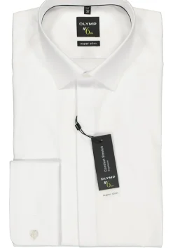 OLYMP No. Six super slim fit overhemd, dubbele manchet, wit