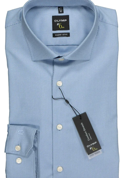 OLYMP No. Six super slim fit overhemd, lichtblauw diamant twill