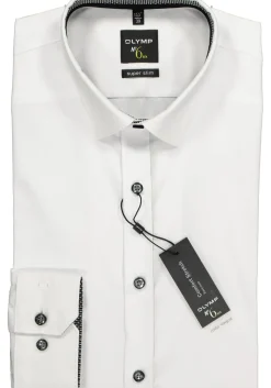 OLYMP No. Six super slim fit overhemd, wit (zwart contrast)
