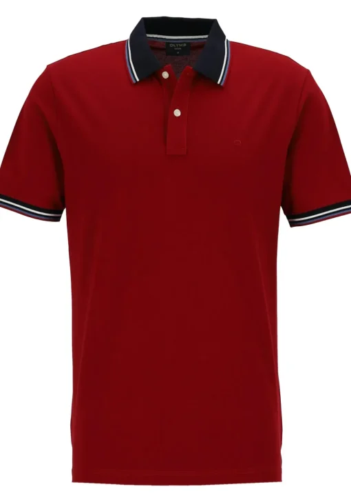 OLYMP Polo Casual, modern fit polo, donkerrood