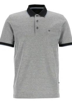 OLYMP Polo Casual, modern fit polo, zwart met wit melange
