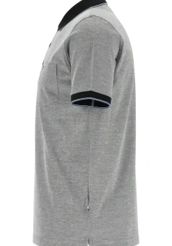 OLYMP Polo Casual, modern fit polo, zwart met wit melange