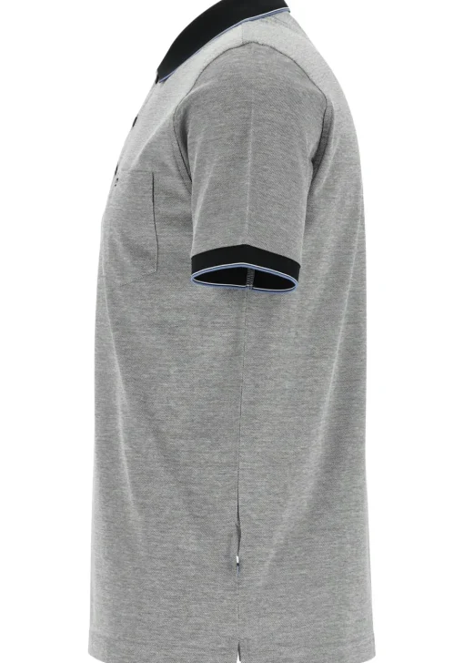 OLYMP Polo Casual, modern fit polo, zwart met wit melange