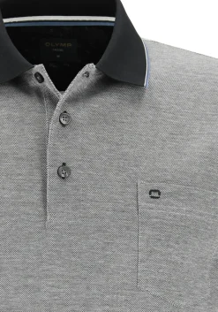 OLYMP Polo Casual, modern fit polo, zwart met wit melange