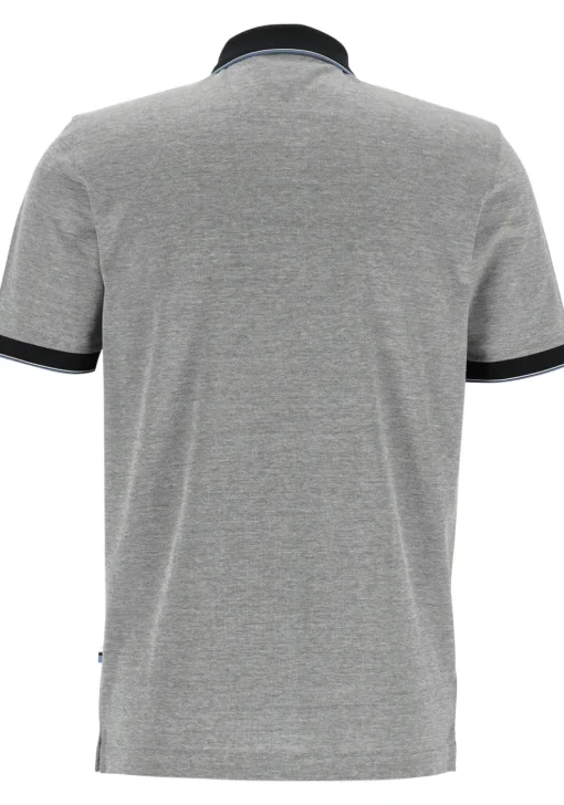 OLYMP Polo Casual, modern fit polo, zwart met wit melange