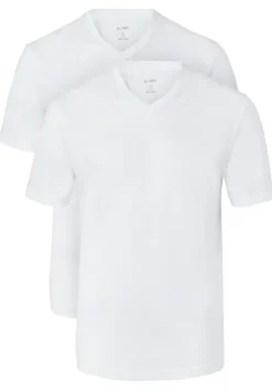 OLYMP T-shirts (2-pack), V-hals, wit