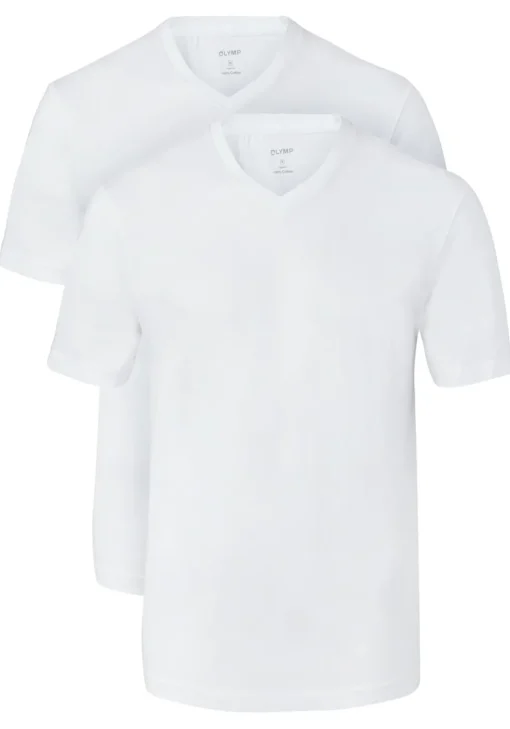 OLYMP T-shirts (2-pack), V-hals, wit
