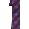 Pelucio stropdas, blauw met bordeaux geruit