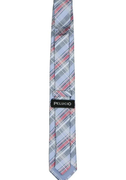Pelucio stropdas, blauw met rood geruit