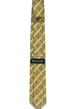 Pelucio stropdas, mosterdgeel geruit