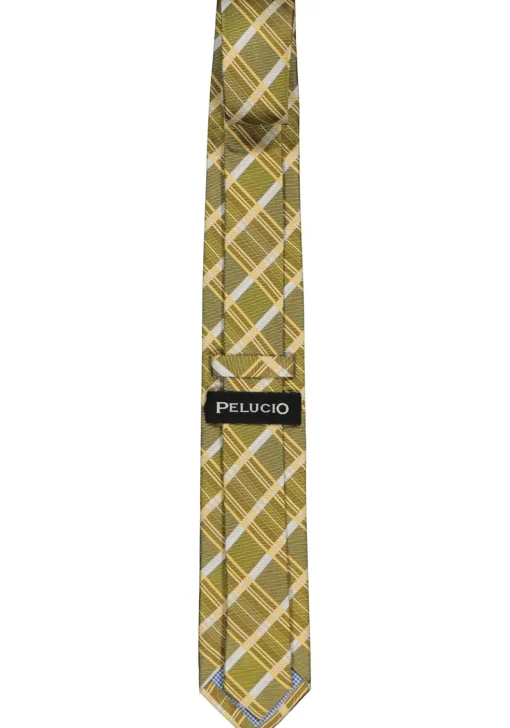 Pelucio stropdas, mosterdgeel geruit