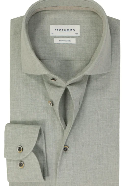 Profuomo slim fit heren overhemd, Oxford, groen