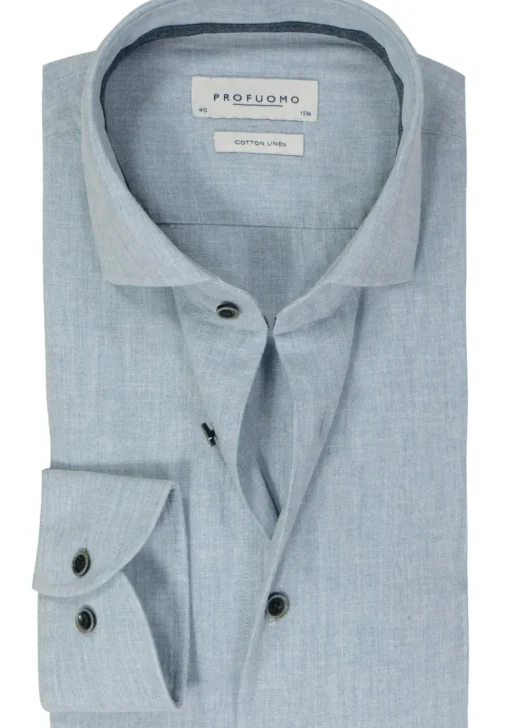 Profuomo slim fit heren overhemd, Oxford, lictblauw