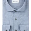Profuomo slim fit heren overhemd, structuur, blauw