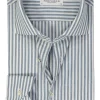 Profuomo slim fit heren overhemd, popeline, blauw gestreept
