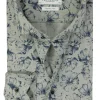 Profuomo slim fit heren overhemd, popeline, groen dessin