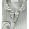 Profuomo slim fit heren overhemd, popeline, groen gestreept