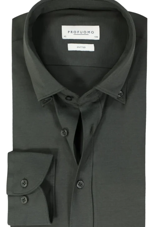 Profuomo slim fit heren overhemd, jersey, groen